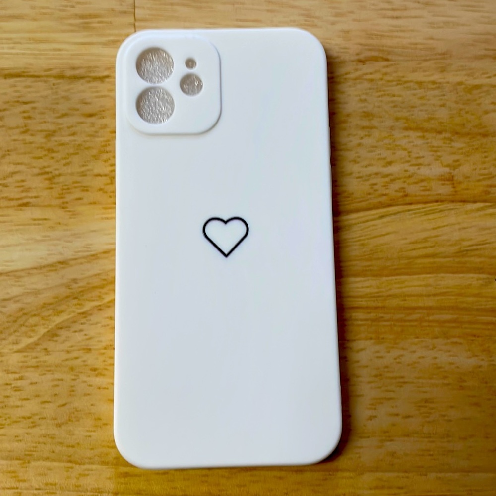 iPhone 12 white case with black heart